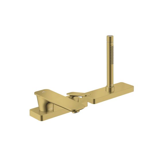 Hansgrohe AXOR Citterio C 3-Loch Einhebel-Wannenmischer, Wannenrandmontage, sBox, Cubic cut, Polished Gold Optic