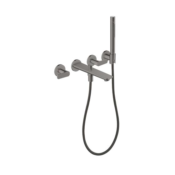 Hansgrohe AXOR Citterio C 3-Loch Wannenmischer Unterputz Wandmontage, Handbrause, Cubic cut, Polished Black Chrome