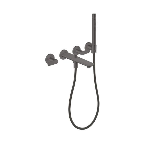 Hansgrohe AXOR Citterio C 3-Loch Wannenmischer Unterputz Wandmontage, Handbrause, Cubic cut, Brushed Black Chrome