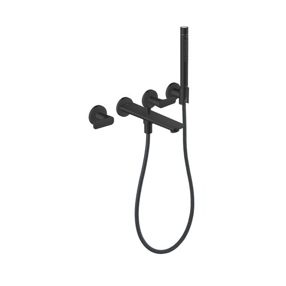 Hansgrohe AXOR Citterio C 3-Loch Wannenmischer Unterputz Wandmontage, Handbrause, Cubic cut, Mattschwarz
