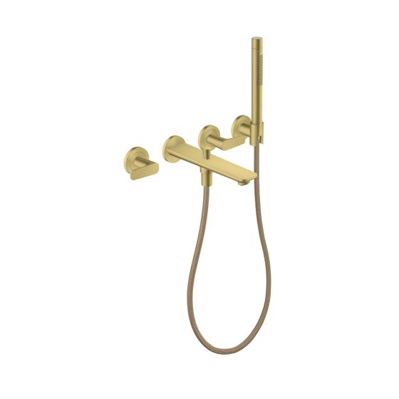 Hansgrohe AXOR Citterio C 3-Loch Wannenmischer Unterputz Wandmontage, Handbrause, Cubic cut, Brushed Brass