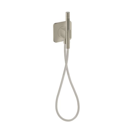 Hansgrohe AXOR Citterio C Portereinheit 120x120mm, softsquare, Stabhandb. 2jet, Textilbr. 125cm, 8,7l/min, Brushed Nickel