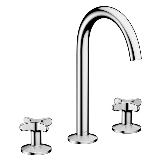 Hansgrohe AXOR One 3-Loch Waschtischarmatur 170mm, 5l/min, Kreuzgriffen, Push-Open Ablaufgarnitur, Chrom