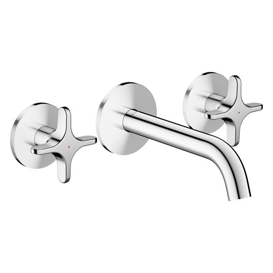 Hansgrohe AXOR One 3-Loch Waschtischarmatur Unterputz, 5l/min, für Wandmontage, Auslauf 160mm, Kreuzgriffen, Chrom