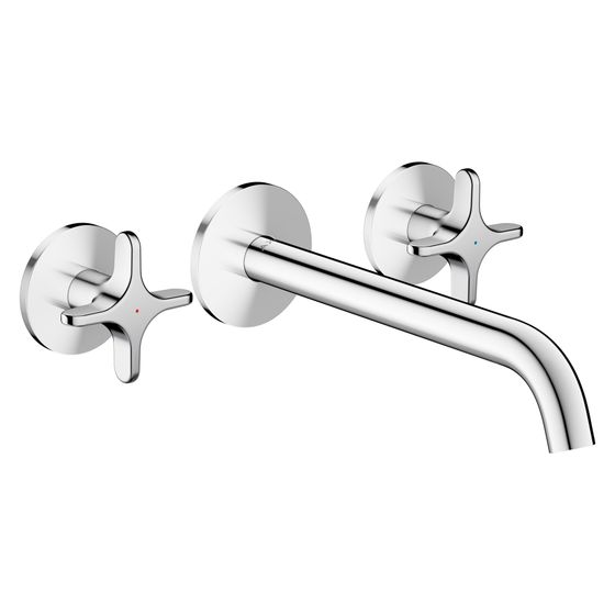 Hansgrohe AXOR One 3-Loch Wannenarmatur Unterputz 20,5l/min für Wandmontage, Kreuzgriffen, Chrom