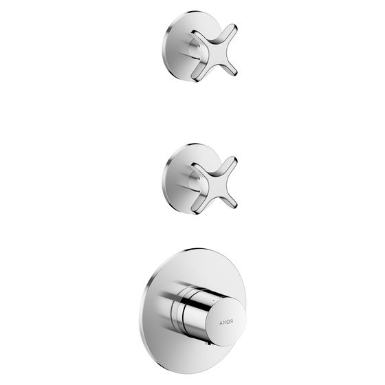 Hansgrohe AXOR One Thermostatmodul Unterputz, DN 20, für 2 Verbraucher, Kreuzgriff, Chrom