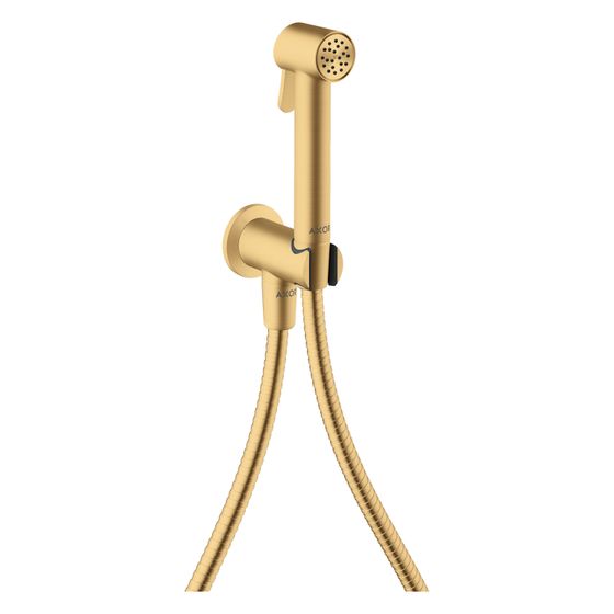 Hansgrohe AXOR Bidette Showers Handbrause 1jet rund für KW, Brausehalter, Brauseschlauch 125cm, Brushed Gold Optic