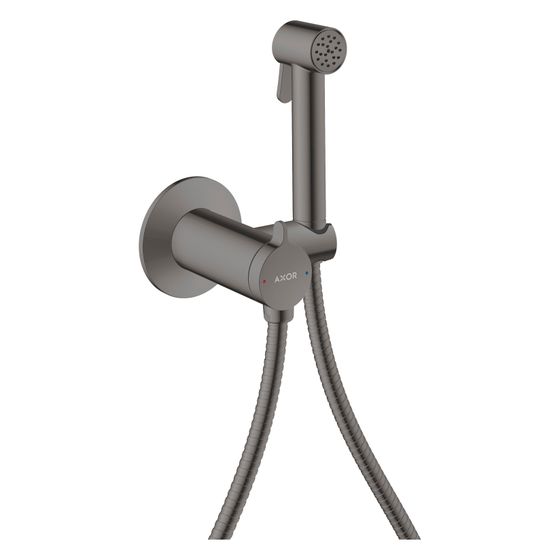 Hansgrohe AXOR Bidette Showers Handbrause 1jet rund für MW, Brausehalter, Brauseschlauch 125cm, Polished Black Chrome