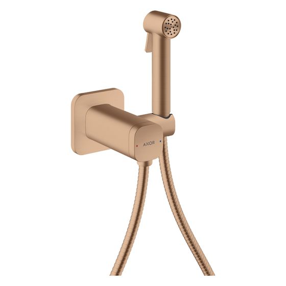 Hansgrohe AXOR Bidette Showers Handbrause 1jet softsquare für MW, Brausehalter, Brauseschlauch 125cm, Brushed Red Gold