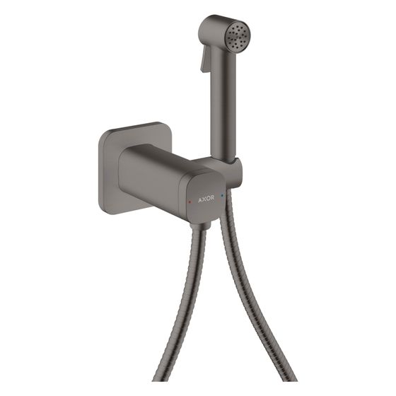 Hansgrohe AXOR Bidette Showers Handbrause 1jet softsquare für MW, Brausehalter, Brauseschlauch 125cm, Brushed Black Chrome
