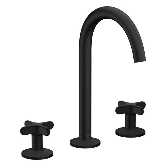 Hansgrohe AXOR One 3-Loch Waschtischarmatur 170mm, 5l/min, Kreuzgriffen, Push-Open Ablaufgarnitur, Mattschwarz