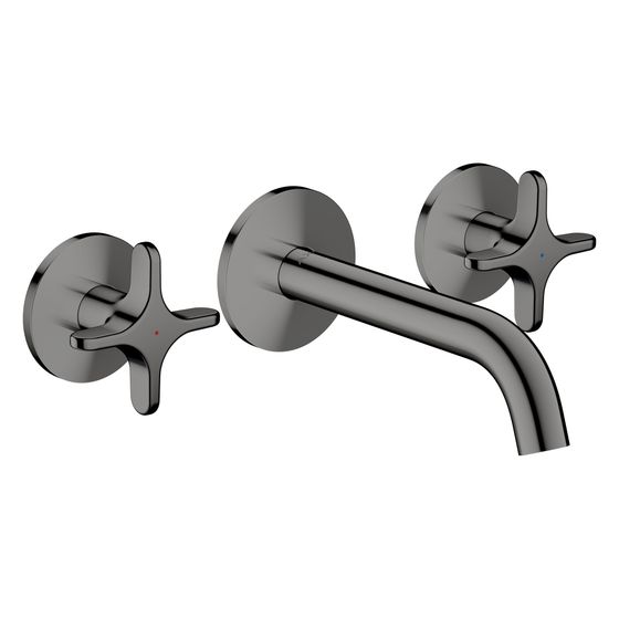 Hansgrohe AXOR One 3-Loch Waschtischarmatur UP, 5l/min, für Wandmontage, Auslauf 160mm, Kreuzgriffen, Polished Black Chrome