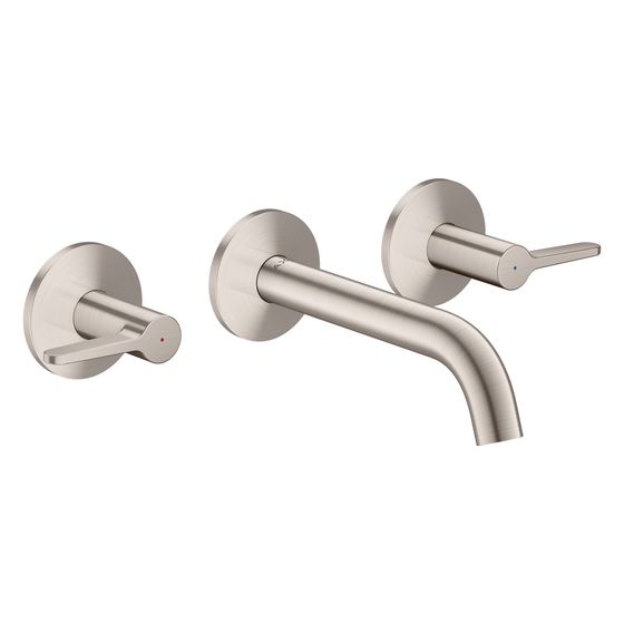 Hansgrohe AXOR One 3-Loch Waschtischarmatur Unterputz, 5l/min, für Wandmontage, Auslauf 160mm, Hebelgriff, Edelstahl Optic