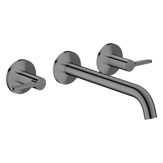 Hansgrohe AXOR One 3-Loch Wannenarmatur Unterputz 20,5l/min für Wandmontage, Hebelgriff, Polished Black Chrome