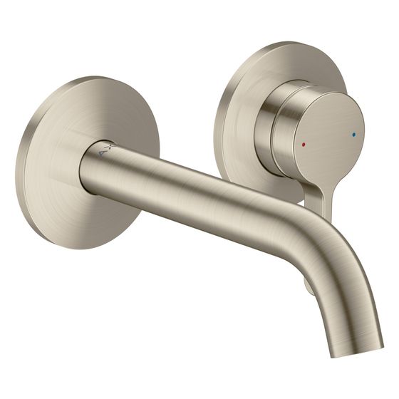 Hansgrohe AXOR One Einhebel-Waschtischmischer Unterputz, 5l/min, für Wandmontage, Hebelgriff, Auslauf 160mm, Brushed Nickel