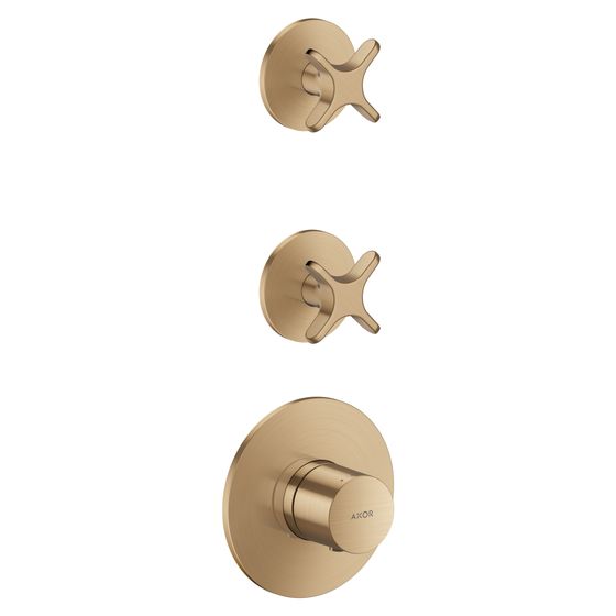 Hansgrohe AXOR One Thermostatmodul Unterputz, DN 20, für 2 Verbraucher, Kreuzgriff, Brushed Bronze