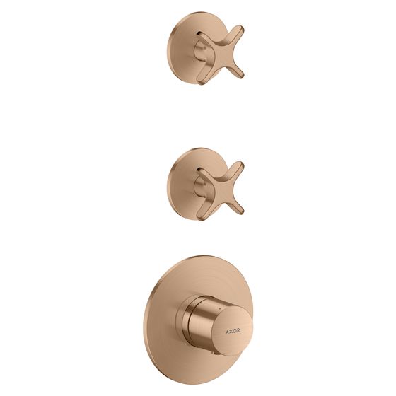 Hansgrohe AXOR One Thermostatmodul Unterputz, DN 20, für 2 Verbraucher, Kreuzgriff, Brushed Red Gold
