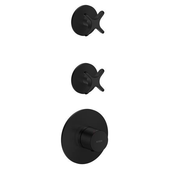 Hansgrohe AXOR One Thermostatmodul Unterputz, DN 20, für 2 Verbraucher, Kreuzgriff, Mattschwarz