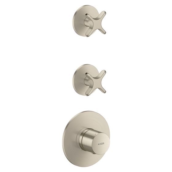Hansgrohe AXOR One Thermostatmodul Unterputz, DN 20, für 2 Verbraucher, Kreuzgriff, Brushed Nickel