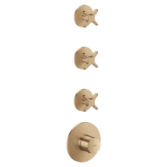 Hansgrohe AXOR One Thermostatmodul Unterputz, DN 20, für 3 Verbraucher, Kreuzgriff, Brushed Bronze