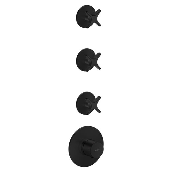 Hansgrohe AXOR One Thermostatmodul Unterputz, DN 20, für 3 Verbraucher, Kreuzgriff, Mattschwarz