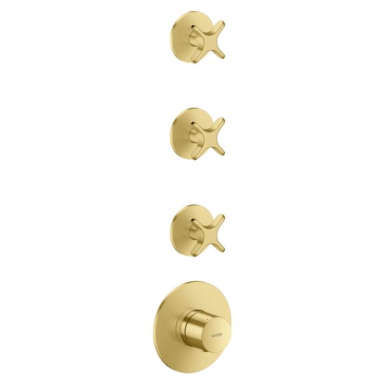 Hansgrohe AXOR One Thermostatmodul Unterputz, DN 20, für 3 Verbraucher, Kreuzgriff, Brushed Brass