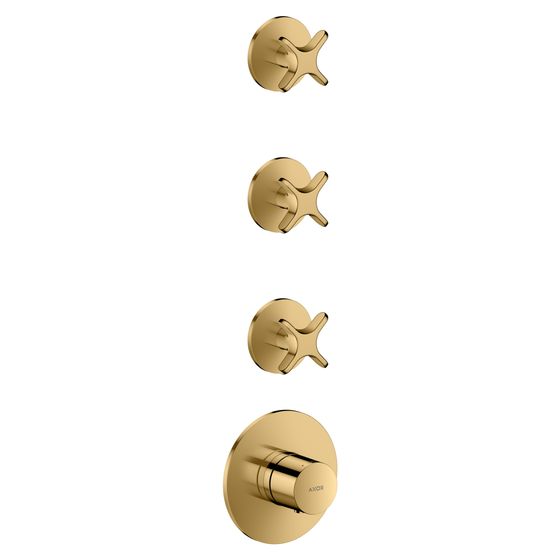 Hansgrohe AXOR One Thermostatmodul Unterputz, DN 20, für 3 Verbraucher, Kreuzgriff, Polished Gold Optic