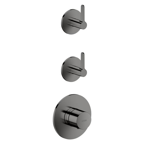 Hansgrohe AXOR One Thermostatmodul Unterputz, DN 20, für 2 Verbraucher, Hebelgriff, Polished Black Chrome