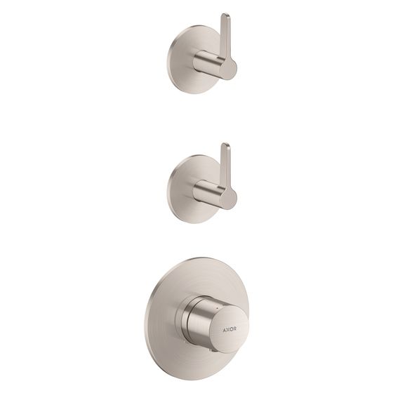 Hansgrohe AXOR One Thermostatmodul Unterputz, DN 20, für 2 Verbraucher, Hebelgriff, Edelstahl Optic