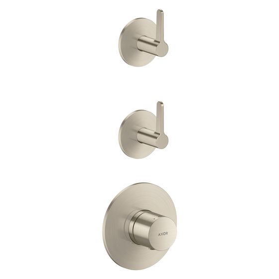 Hansgrohe AXOR One Thermostatmodul Unterputz, DN 20, für 2 Verbraucher, Hebelgriff, Brushed Nickel