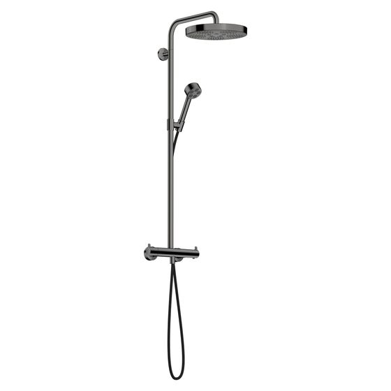 Hansgrohe AXOR One Showerpipe, Thermostat, Kopfbrause 280mm, 13,2l/min, 1jet, Polished Black Chrome