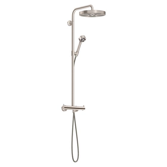 Hansgrohe AXOR One Showerpipe, Thermostat, Kopfbrause 280mm, 8,6l/min, 1jet EcoSmart, Edelstahl Optic