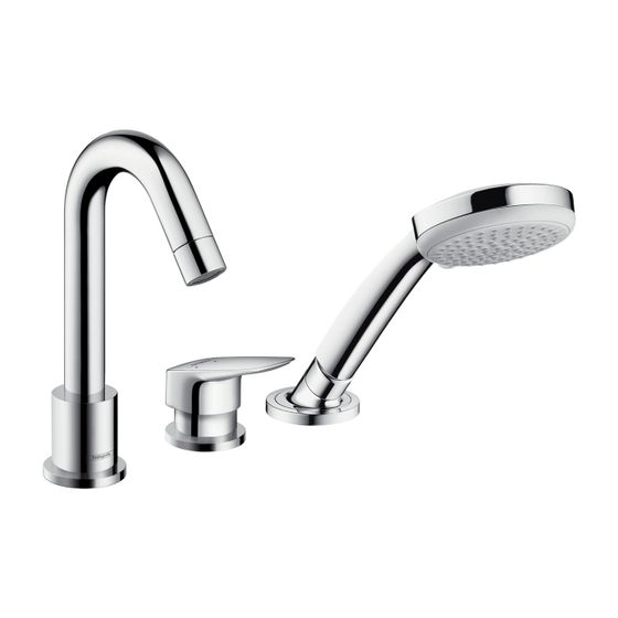 hansgrohe 3-Loch Wannenmischer Logis Fertigset chrom Wannenrandmontage