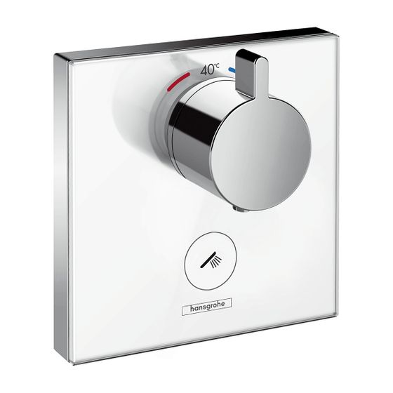 hansgrohe Thermostat Unterputz ShowerSelect Glas Fertigset Highflow 1 Verbraucher/1 Ausgang weiß/chrom