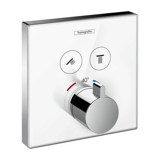 hansgrohe Thermostat Unterputz ShowerSelect Glas 2 Verbraucher weiß/chrom