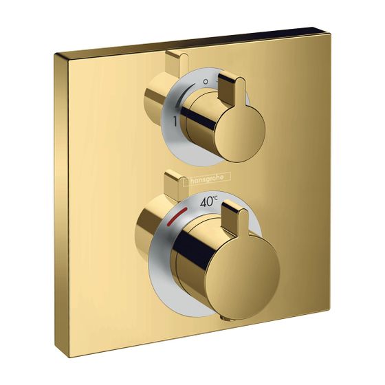 hansgrohe Thermostat Unterputz Ecostat Square Fertigset 2 Verbraucher gold gebürtstet