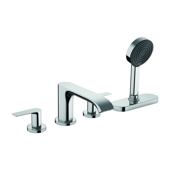 hansgrohe 4-Loch Wannenarmatur Vivenis Fertigset Wannenrandmontage mit sBox chrom