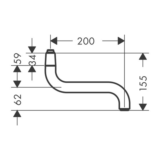 hansgrohe Auslauf Küche Wand 200mm chrom