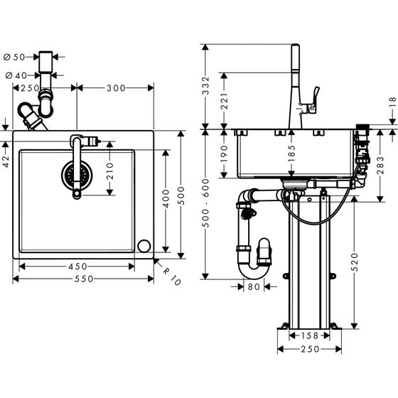 hansgrohe Select Spülencombi 450 chrom C71-F450-01