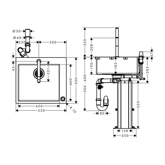 hansgrohe Spülencombi 450 C71-F450-06 ST edelstahl-optik