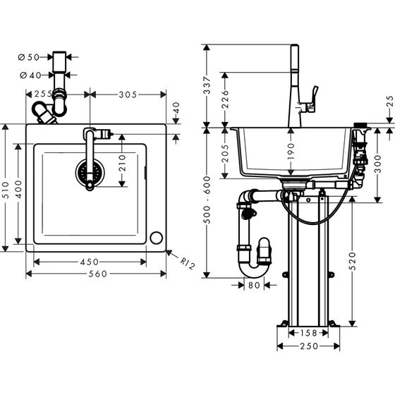 hansgrohe Select 220 Spülencombi 450 chrom C51-F450-01