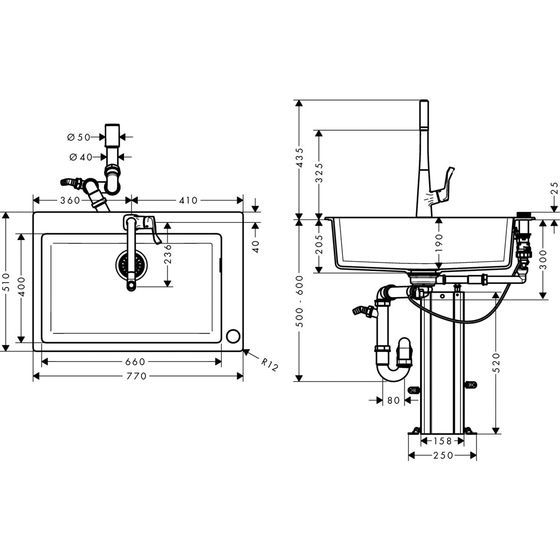 hansgrohe Select 320 Spülencombi 660 chrom C51-F660-02