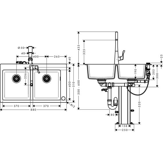 hansgrohe Select 320 Spülencombi 770 chrom C51-F770-05