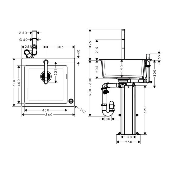 hansgrohe Select 200 Spülencombi 450 C51-F450-06 chrom