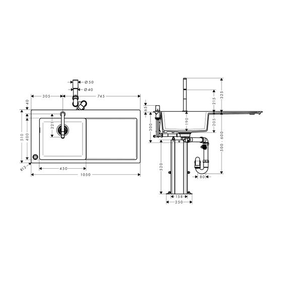 hansgrohe Select 200 Spülencombi 450 C51-F450-12 chrom