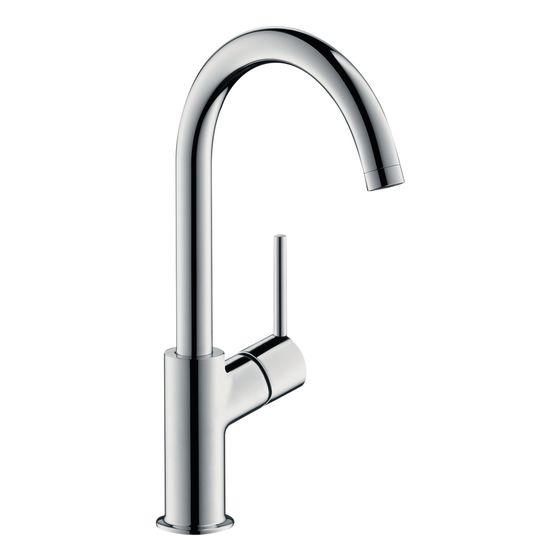 hansgrohe Talis Einhebel-Waschtischmischer 210mm, Chrom mit Schwenkauslauf und Push-Open Garnitur