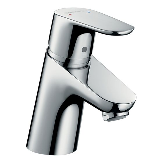 hansgrohe Focus Einhebel-Waschtischmischer 70mm, Chrom für Niederdruck/offene Warmwasserbereiter mit Zugstangen-Garnitur