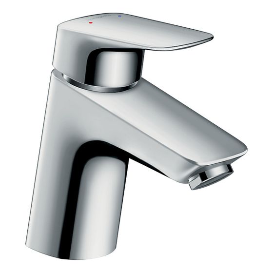hansgrohe Logis Einhebel-Waschtischmischer 70mm 5l/min Chrom für Niederdruck/offene Warmwasserbereiter mit Push-Open Garnitur