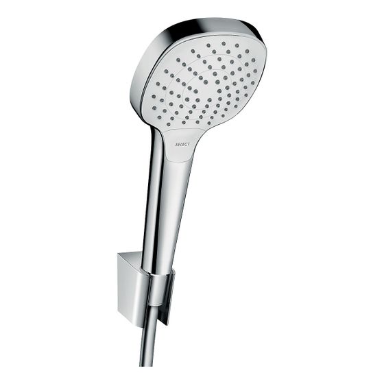 hansgrohe Croma Select E Brausehalterset 110mm Vario/Porter 14,7l/min mit Brauseschlauch 1,25m Weiß/Chrom