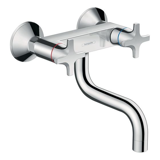 hansgrohe 2-Griff Spültischarmatur Logis M32 Wandmodell 1jet chrom